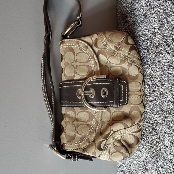 Coach Handbags - Coach Signature Collection K0673-10602 Brown Leather and Fabric Shoulder Bag